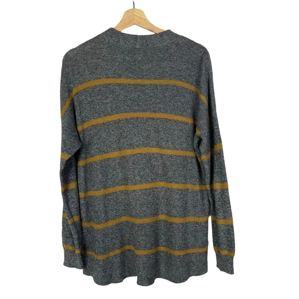 American Eagle AEO Gray & Yellow Knit Stripe Long Sleeve S - Image 3