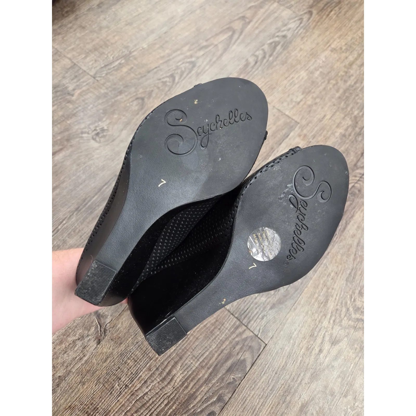 Seychelles Perfect Match Black Suede Leather Mule Wedges Heels Shoes 7 - Image 6