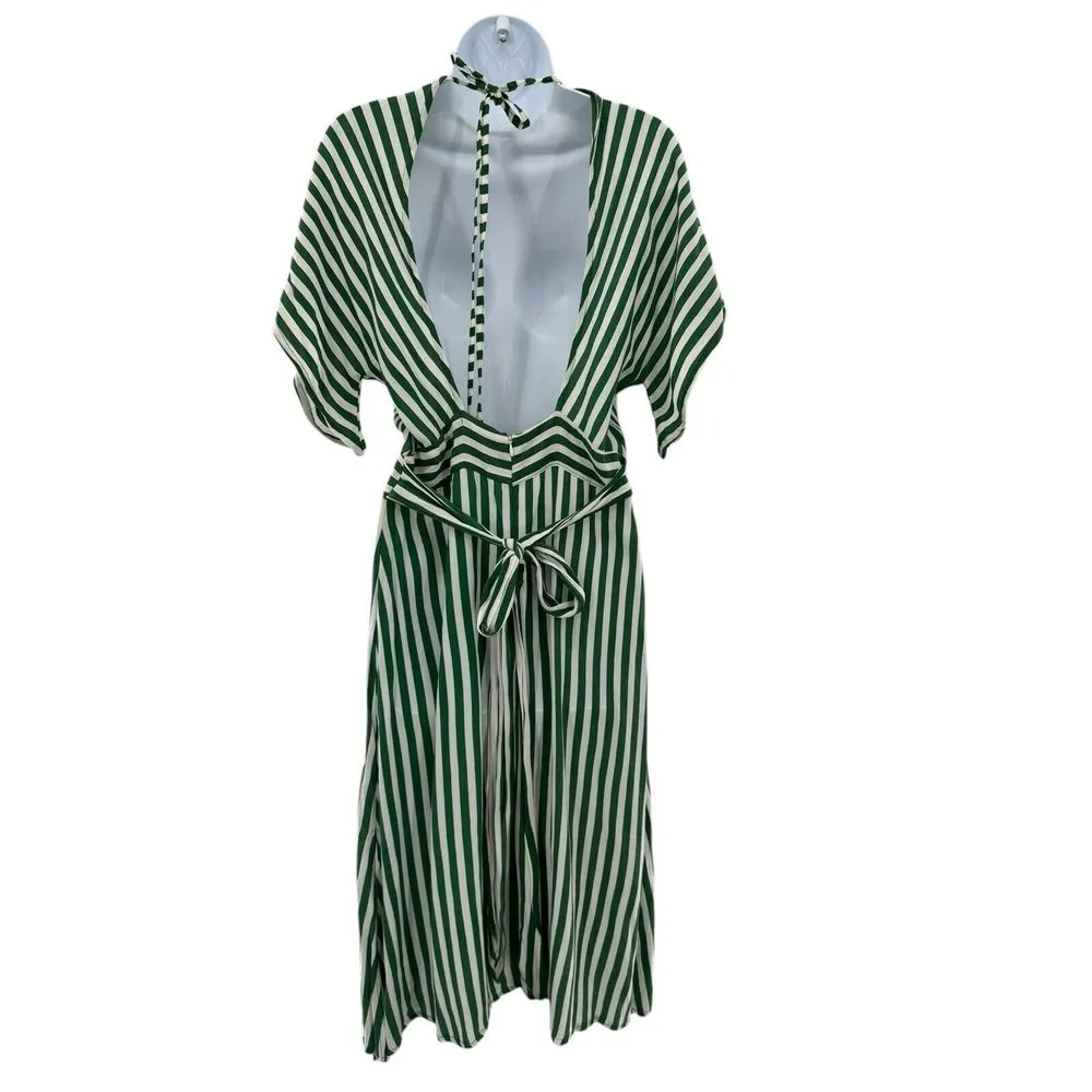 Faithful the Brand‎ Milan MIDI Dress green & white stripe size US 6 Medium - Image 4