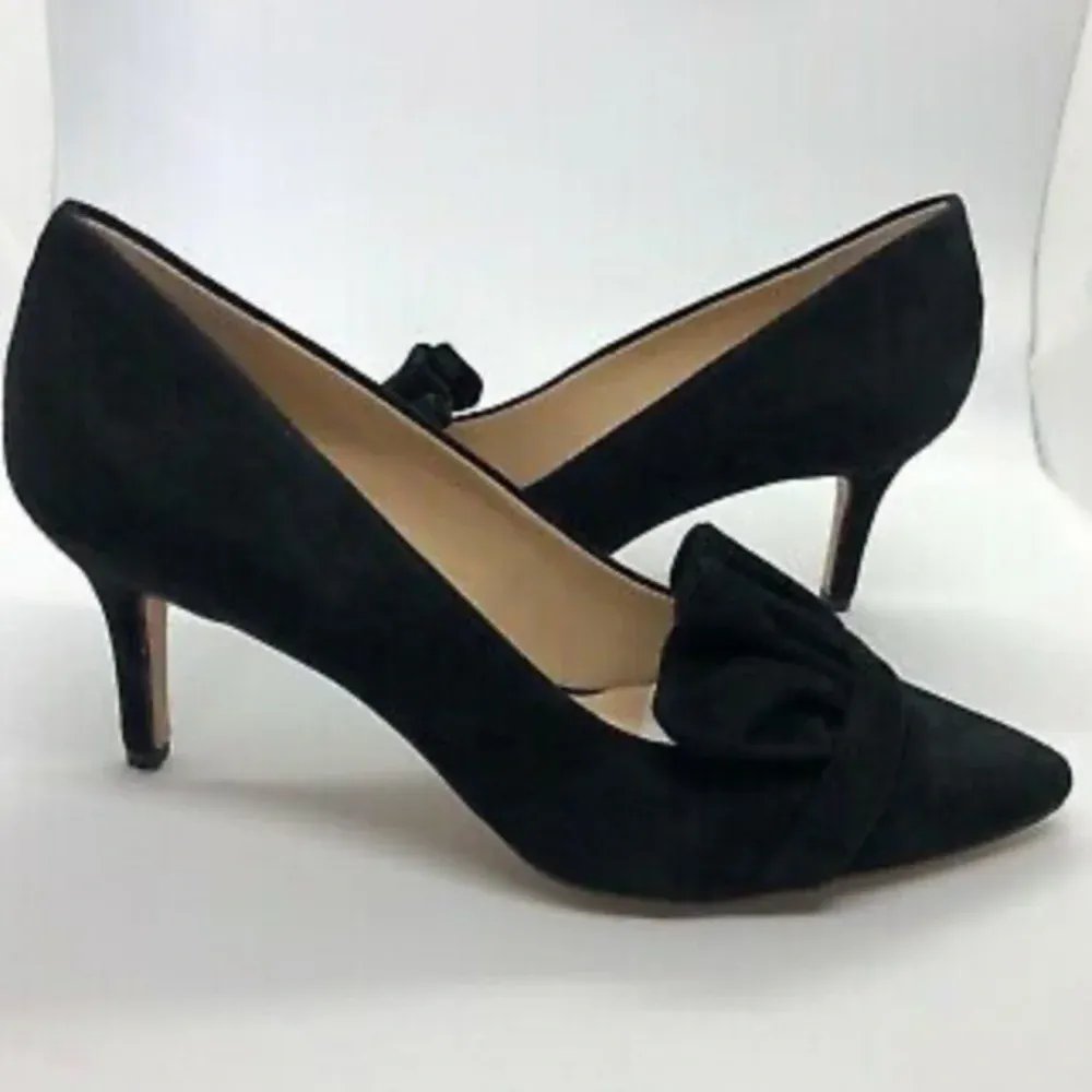 Sole Society Womens Darbia Shoe Heel‎ Size 8 Black Suede Ruffle Pointed Leather - Image 9