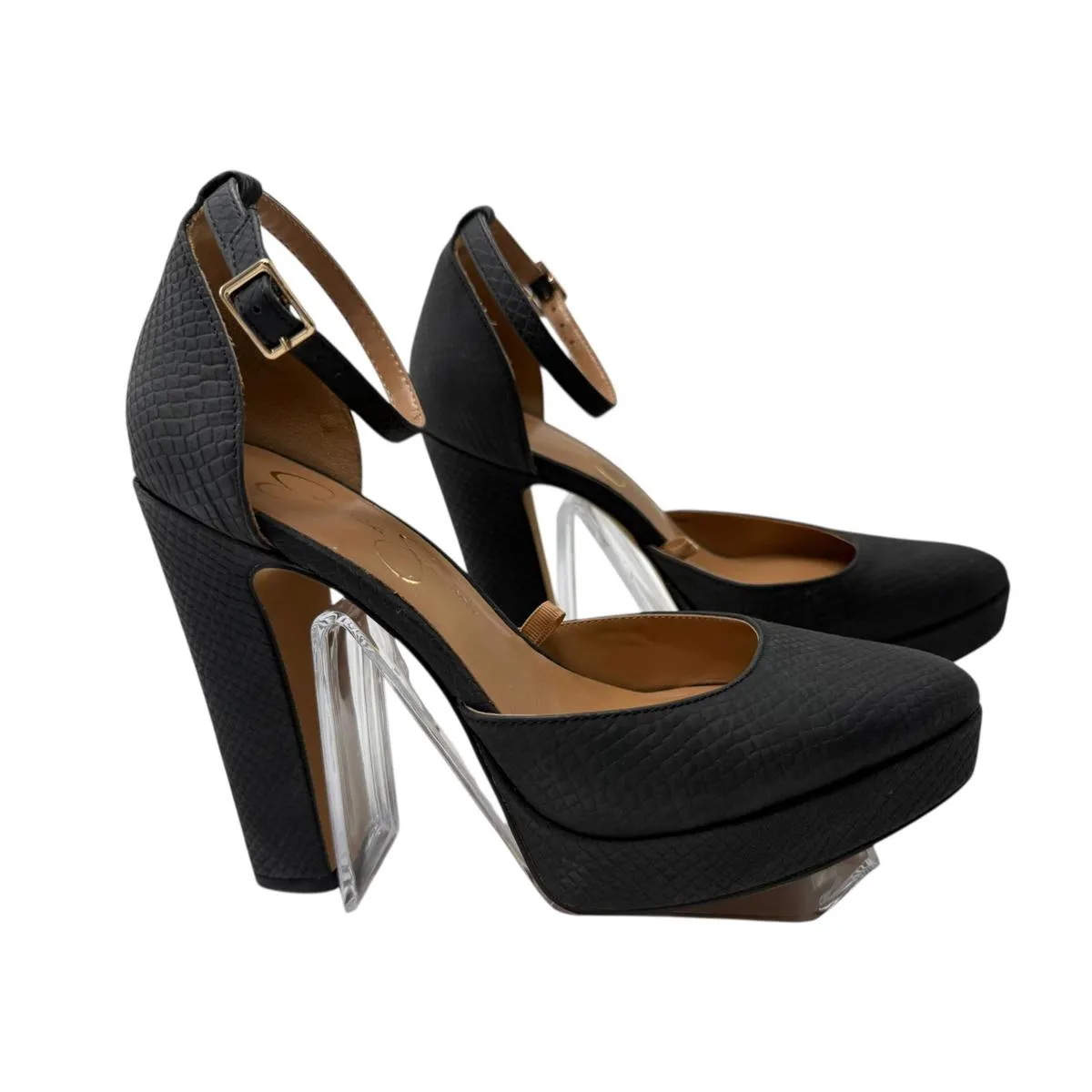 Jessica Simpson  Black Ankle Strap Platform Heels - Image 3