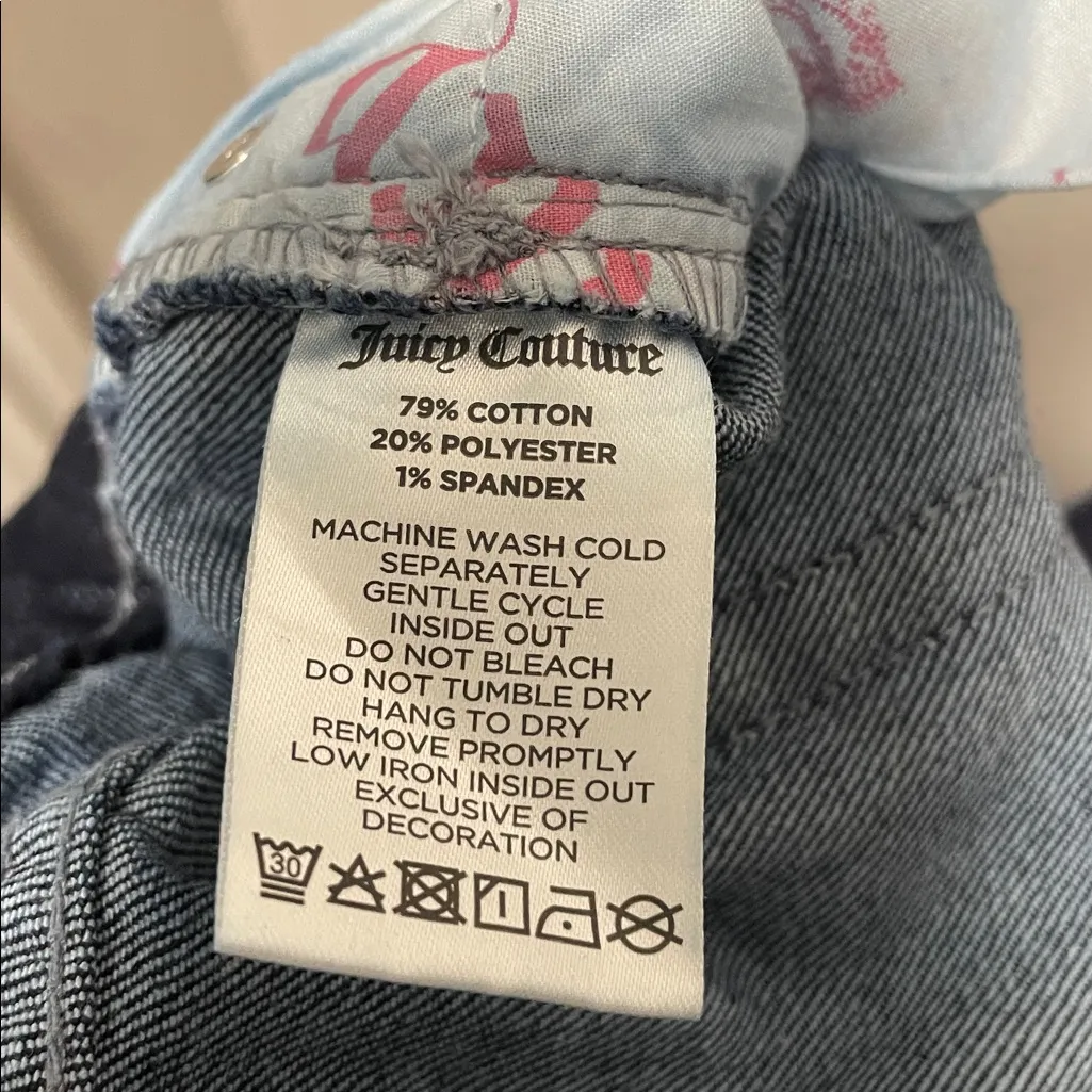 Juicy Couture Jeans "Abbot” Y2K High Rise Wide Leg Carpenter Bedazzled Sz 11/30 - Image 8