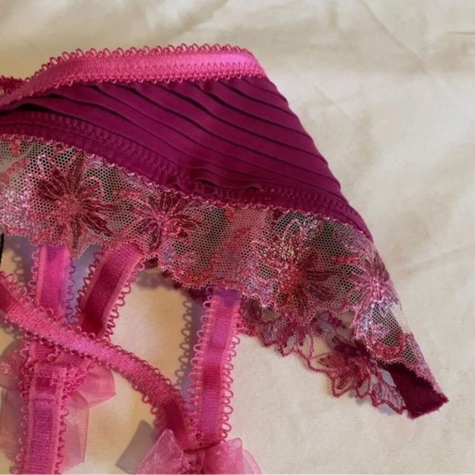 For Love & Lemons New XS Ophelie Fuchsia Pink Lace Garter Belt - Image 3