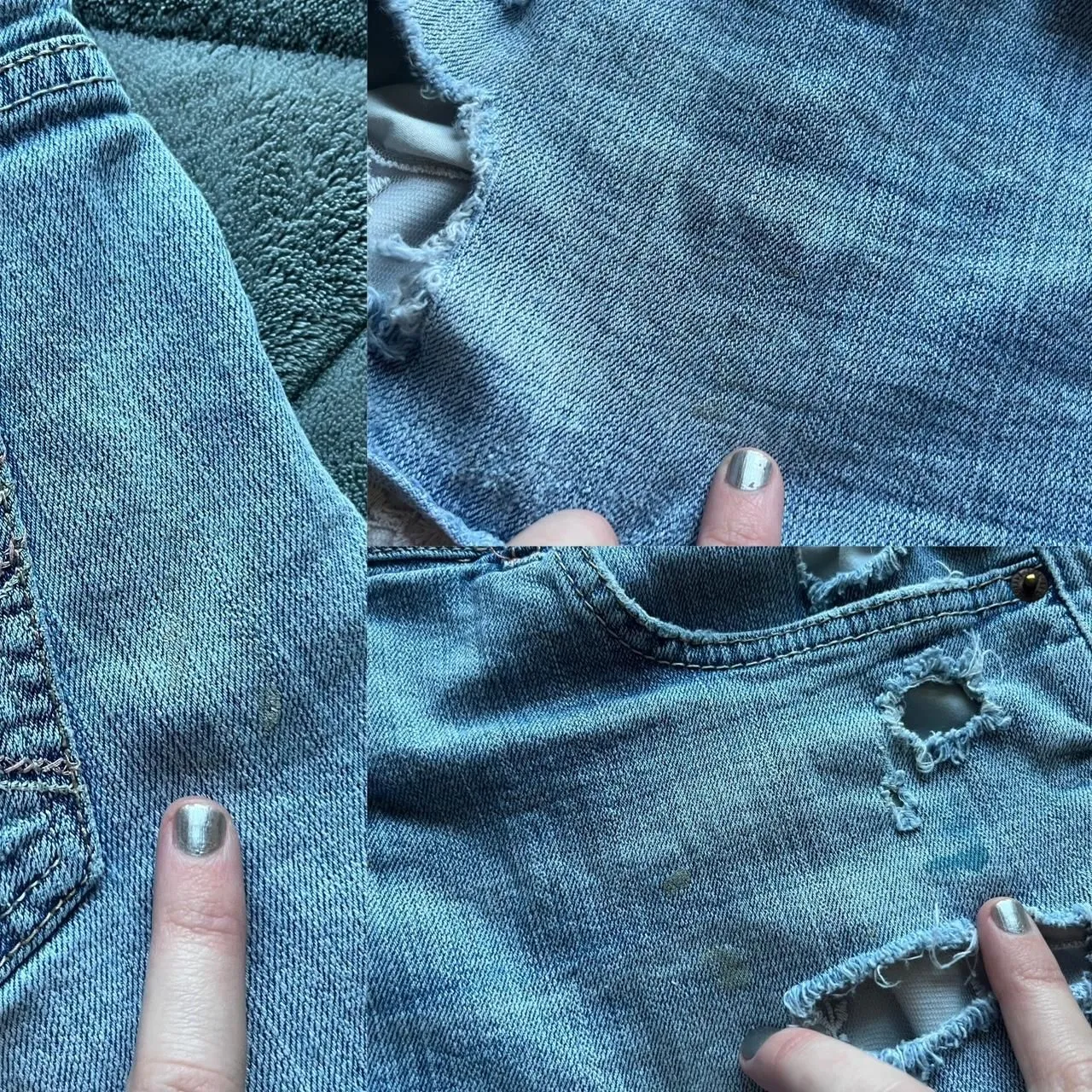 Vintage Y2K Aeropostale blue denim distressed mini shorts size 11/12 - Image 8