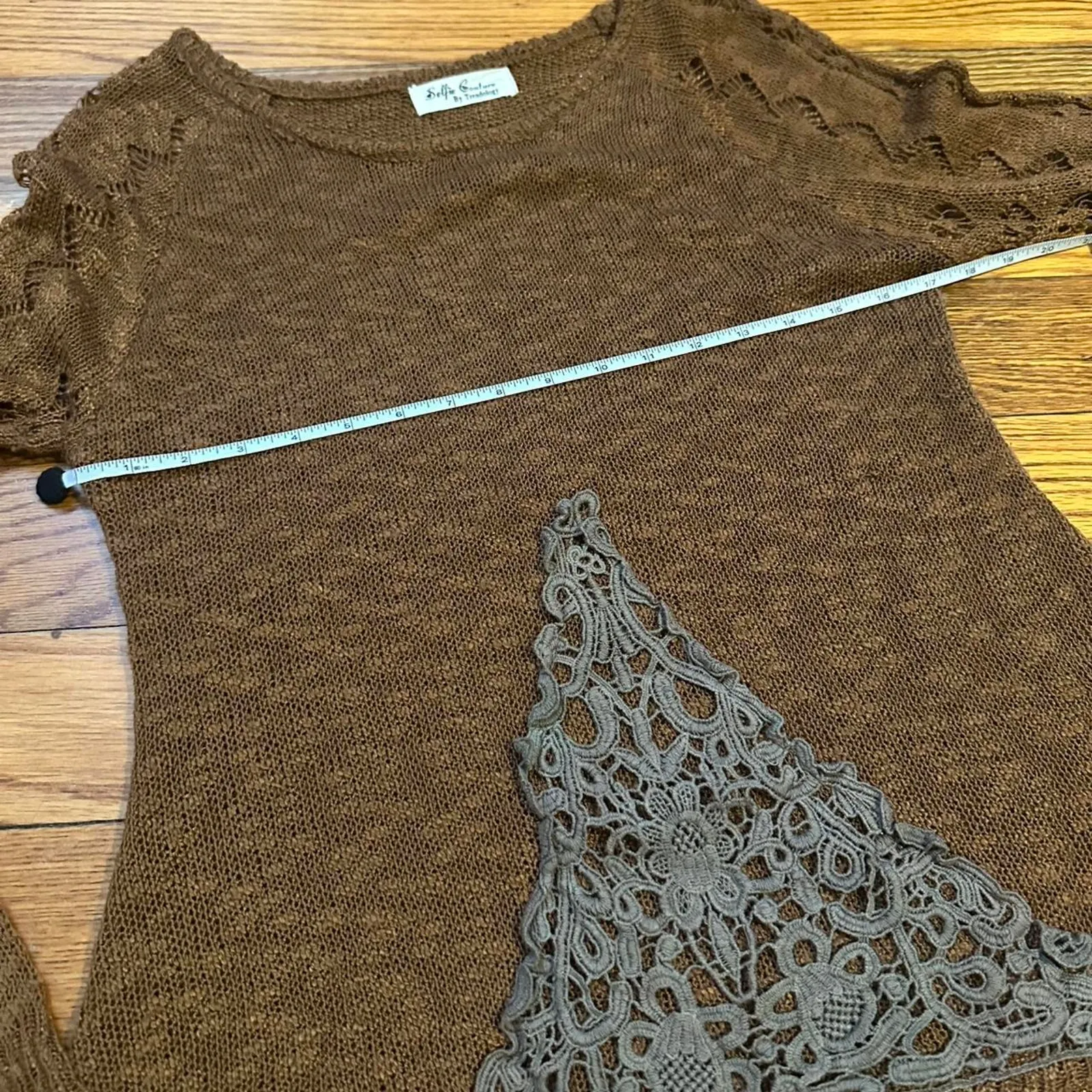 boho Brown knitted lace long sleeve top - Image 7