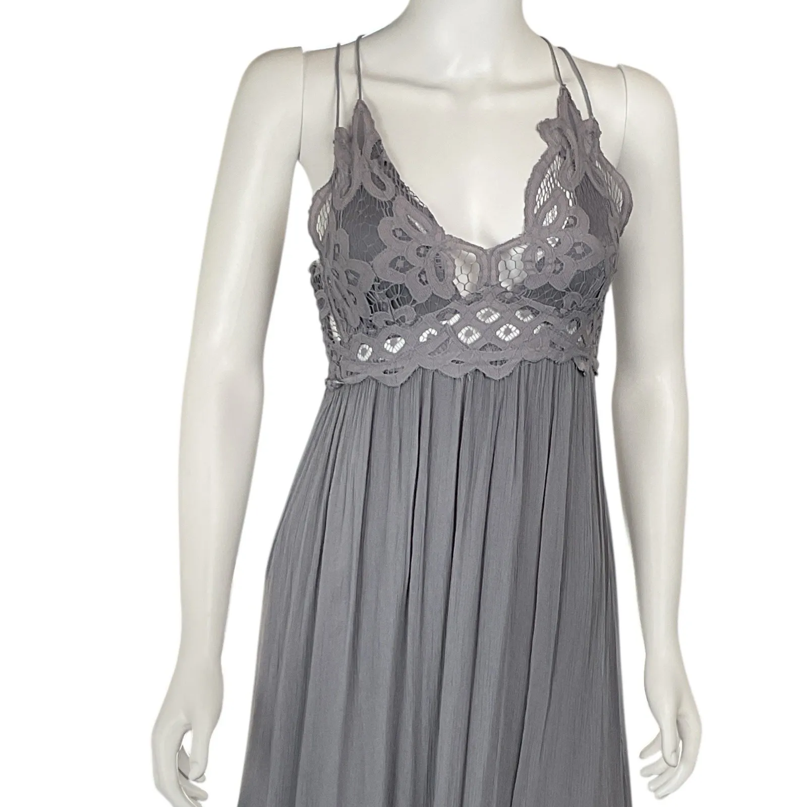 Free‎ People Adella Lace Maxi Dress Slate Gray XS S - Image 5