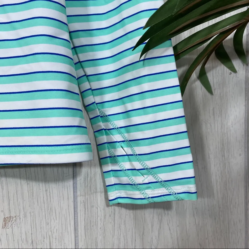 Cabana Life Striped Hidden Cove Zipper Rash Guard size S Small Green - Image 7