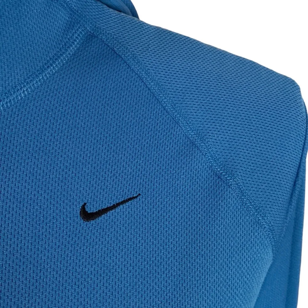 Nike athletic hooded mesh fabric half zip jacket  in storm blue black size M - Image 8