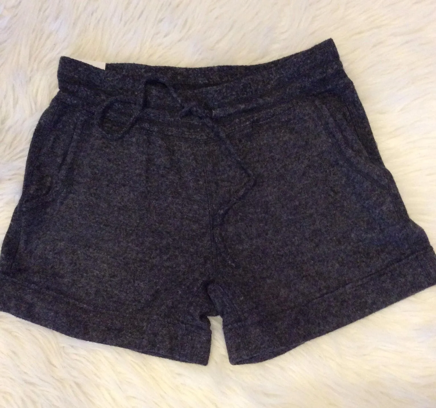 Comfy Cozy Shorts Heather Charcoal Elastic Drawstring M New - Image 4