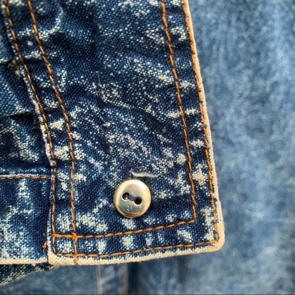 Vintage 90s acid wash denim sequin embellished shirt shacket Blue Size M - Image 7