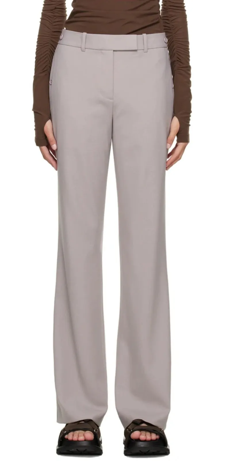HELMUT LANG Straight Leg Wool Trouser Mauve Grey NWT Sz10 - Image 1
