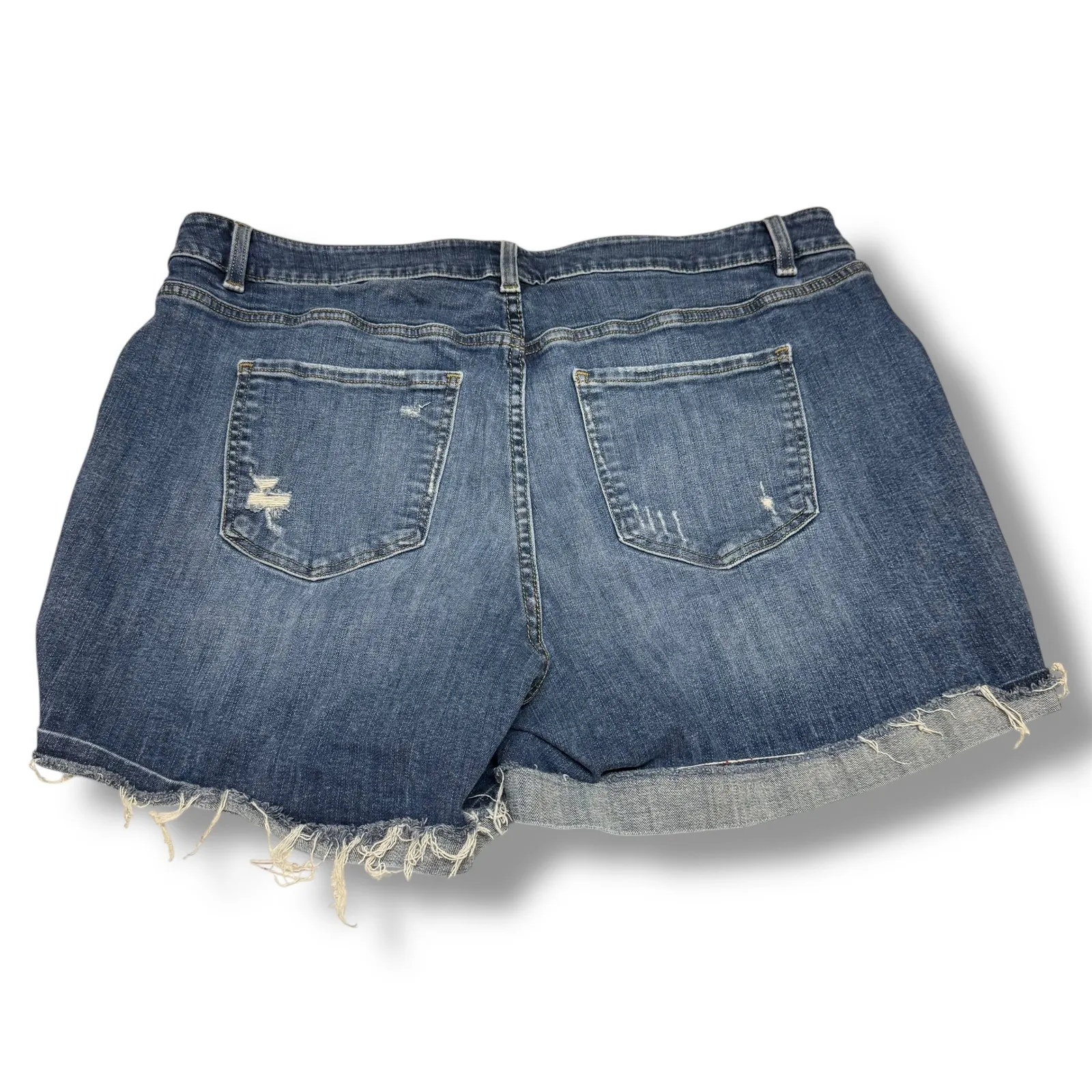 Lane Bryant Women Blue Denim Distressed Cuffed Shorts‎ Size 18 Jean - Image 2