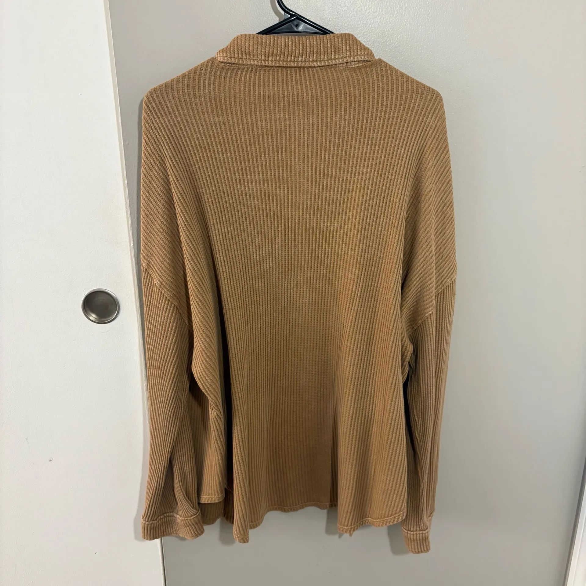 Double Zero Tan Button Up Cardigan Sweater - Image 3
