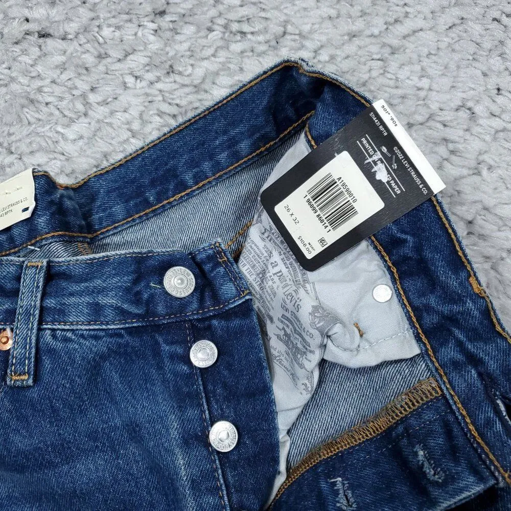 Levi's Premium 501 '90s Straight Baggy Jeans Blue Women's Size 26 x 32 Y2K Loose - Image 5