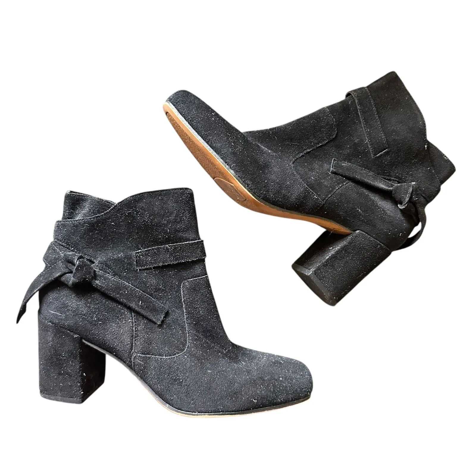 FRANCO SARTO Pamela Suede Tie Ankle Booties Black Sz‎ 7.5 - Image 2