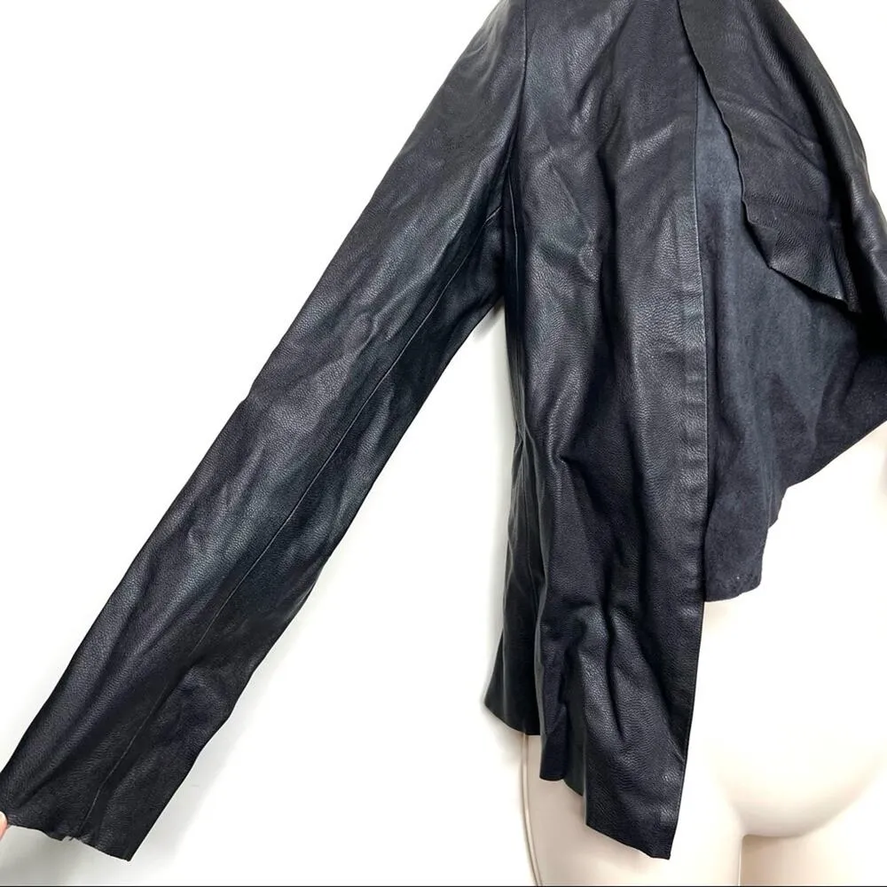 Zara Faux Leather Draped Open Jacket sz XS - Image 3