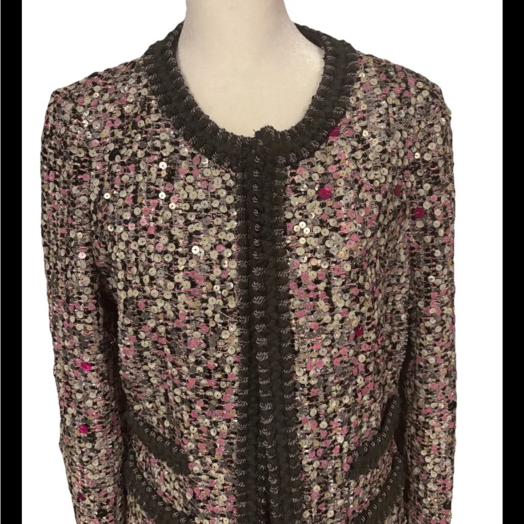 neiman marcus Exclusive Sequin Tweed Blazer Jacket - Image 2