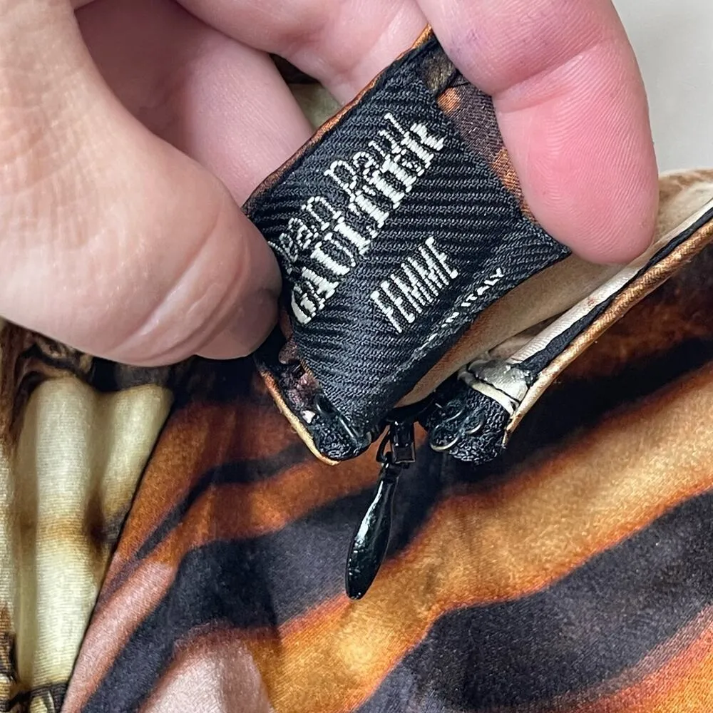 Jean Paul Gaultier Rare Sleeveless Batwings Printed Silk Top Multicolor Womens 6 - Image 6