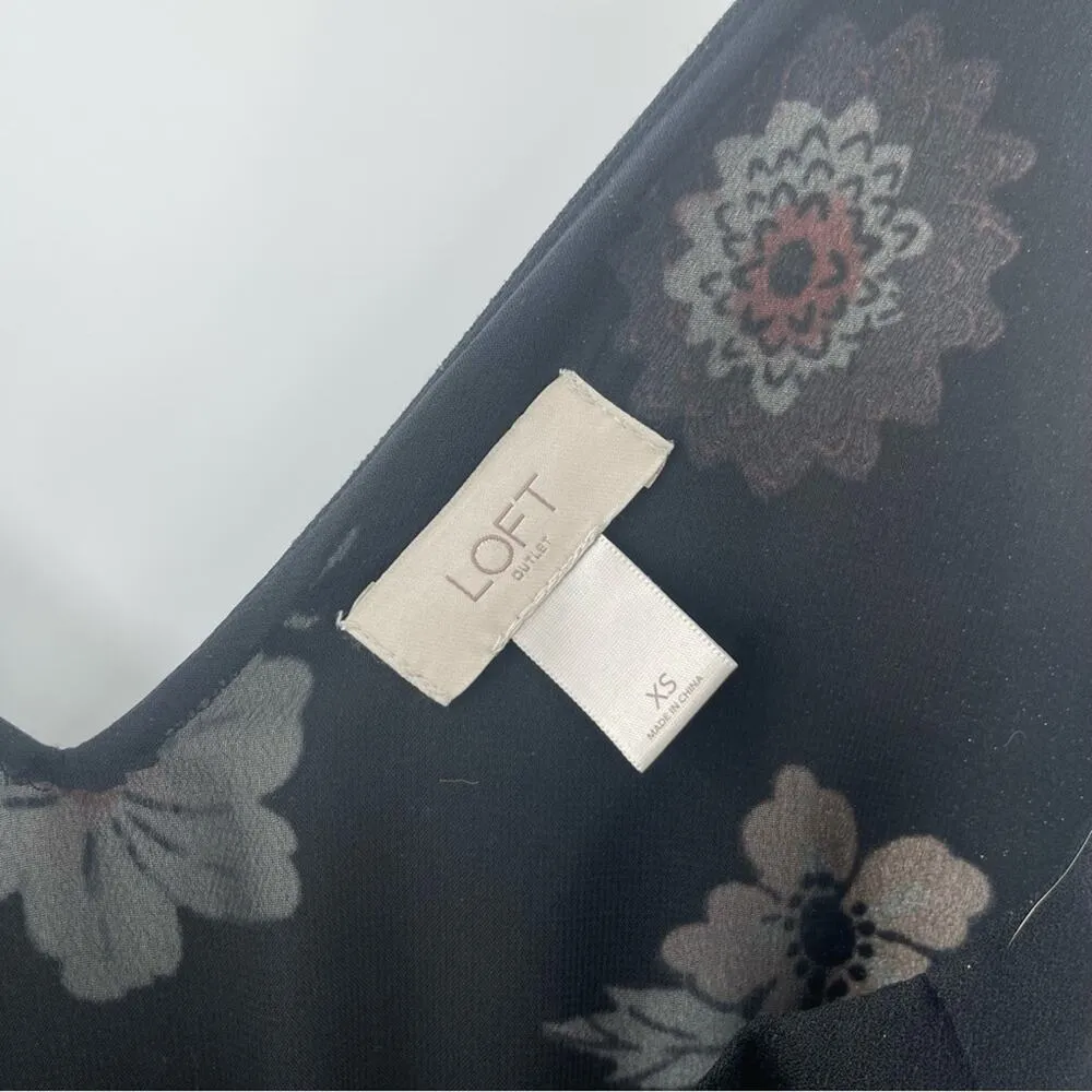 ANN TAYLOR LOFT Outlet Jumpsuit Size Extra Small Black Bloom Floral Office Work - Image 4