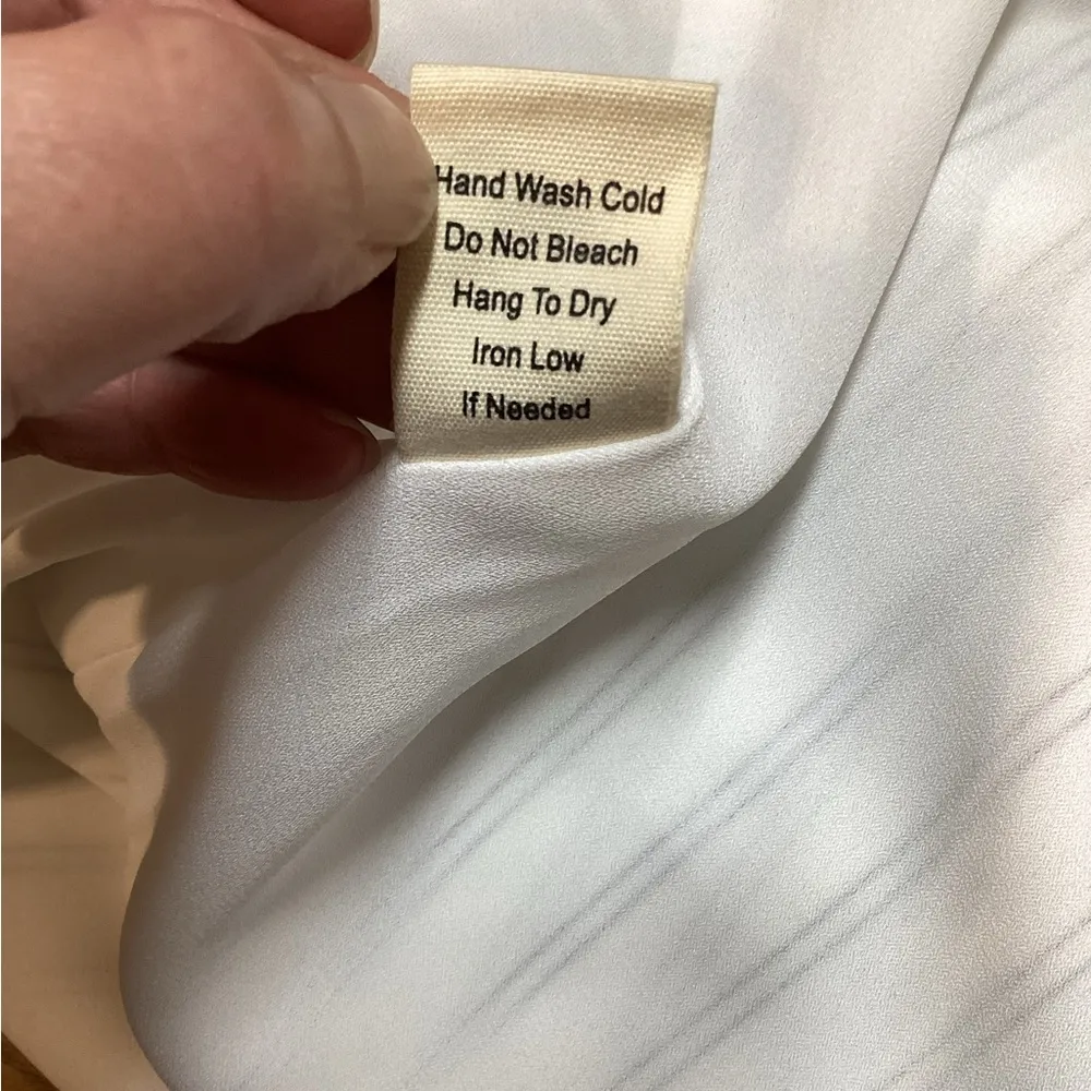 Sweet Wanderer choker collar dress.  White with denim blue stripes. Size Large - Image 7