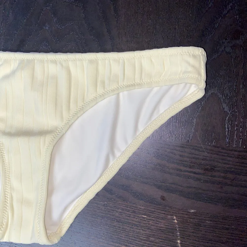 NWOT Solid & Striped Yellow Blonde Rib Ribbed Elle Bikini Bottoms Women's Large - Image 3
