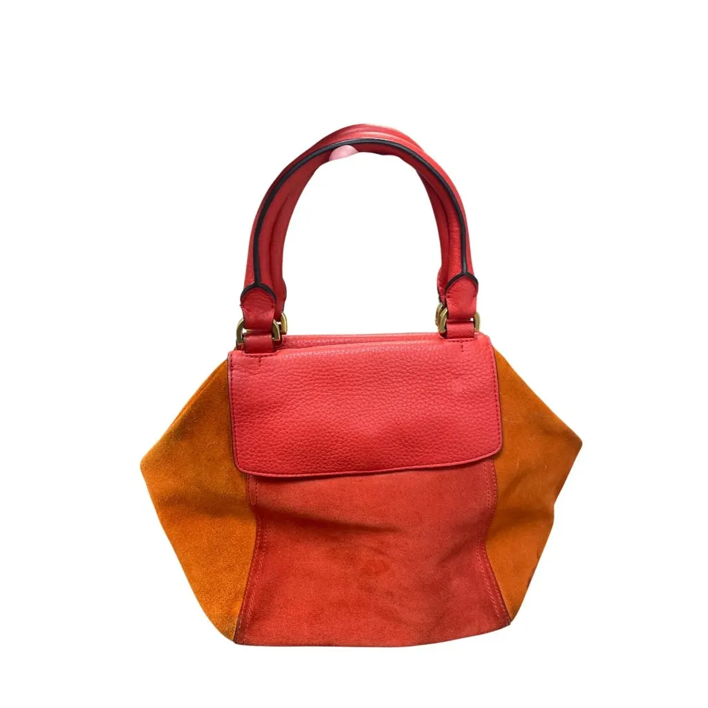 Tory Burch Red Orange Leather/Suede Satchel Adj Crossbody SKU 9491 - Image 3