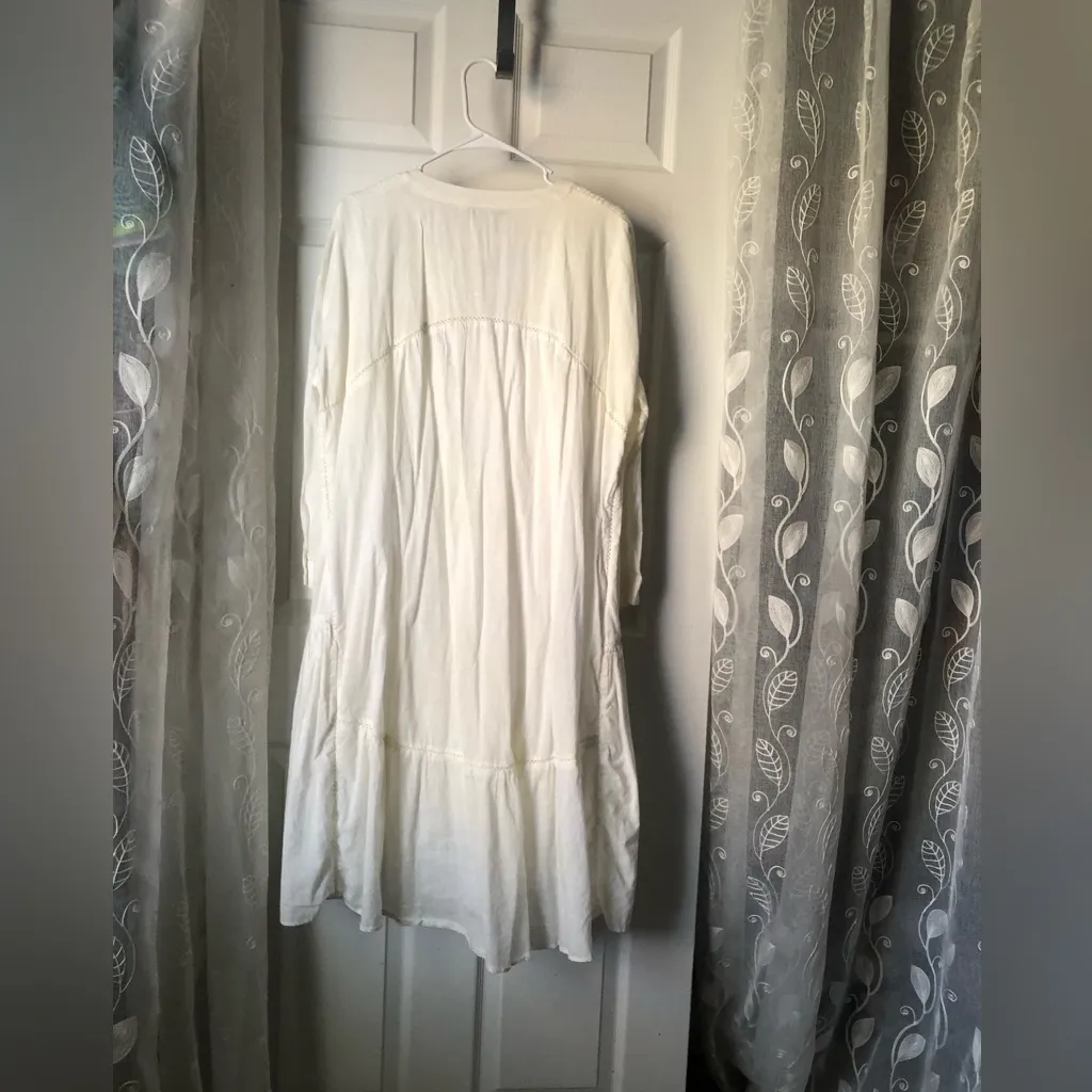 Zara midi Dress voluminous embroidered Boho babydoll oversized women sz M cotton - Image 11