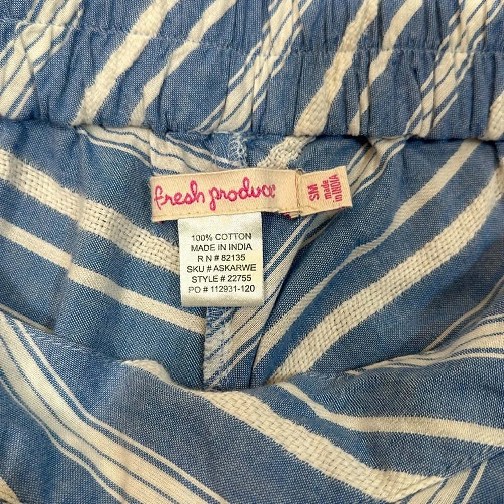 Fresh Produce Assymetric Hem Blue White Summer Beach Stretch Coastal Skirt Small - Image 6