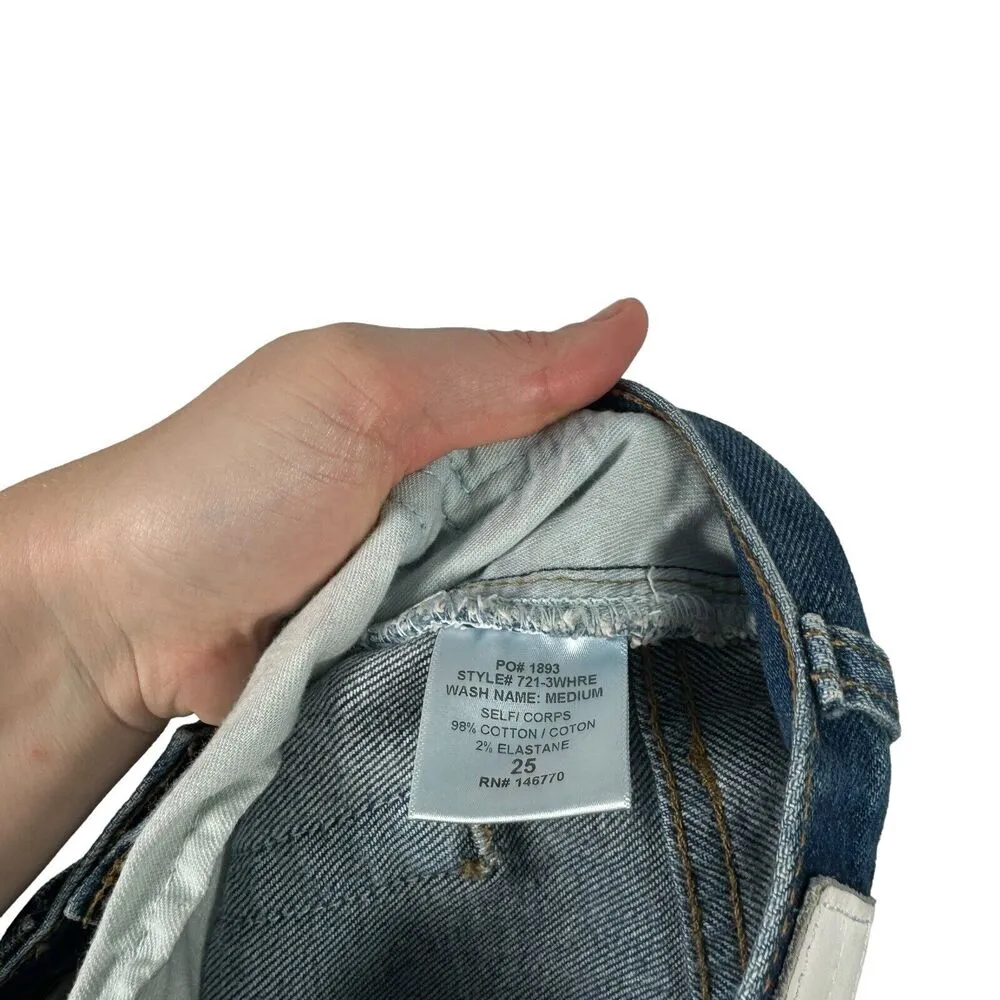 Re/Done Elsa Jeans Button Fly Medium Wash High Rise Hem Slit Boho Womens Size 25 - Image 7