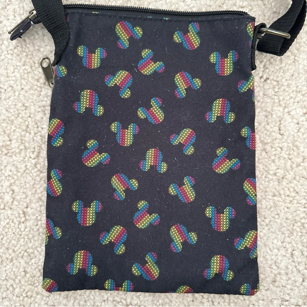 Disney Loungefly Mickey Mouse Rainbow Ears Pride Passport Crossbody Bag GUC - Image 4