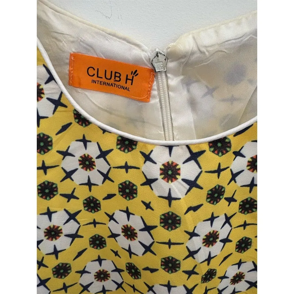 Club H Women's Yellow Floral Sleeveless Mini‎ Dress Size M Casual Summer Size M - Image 4