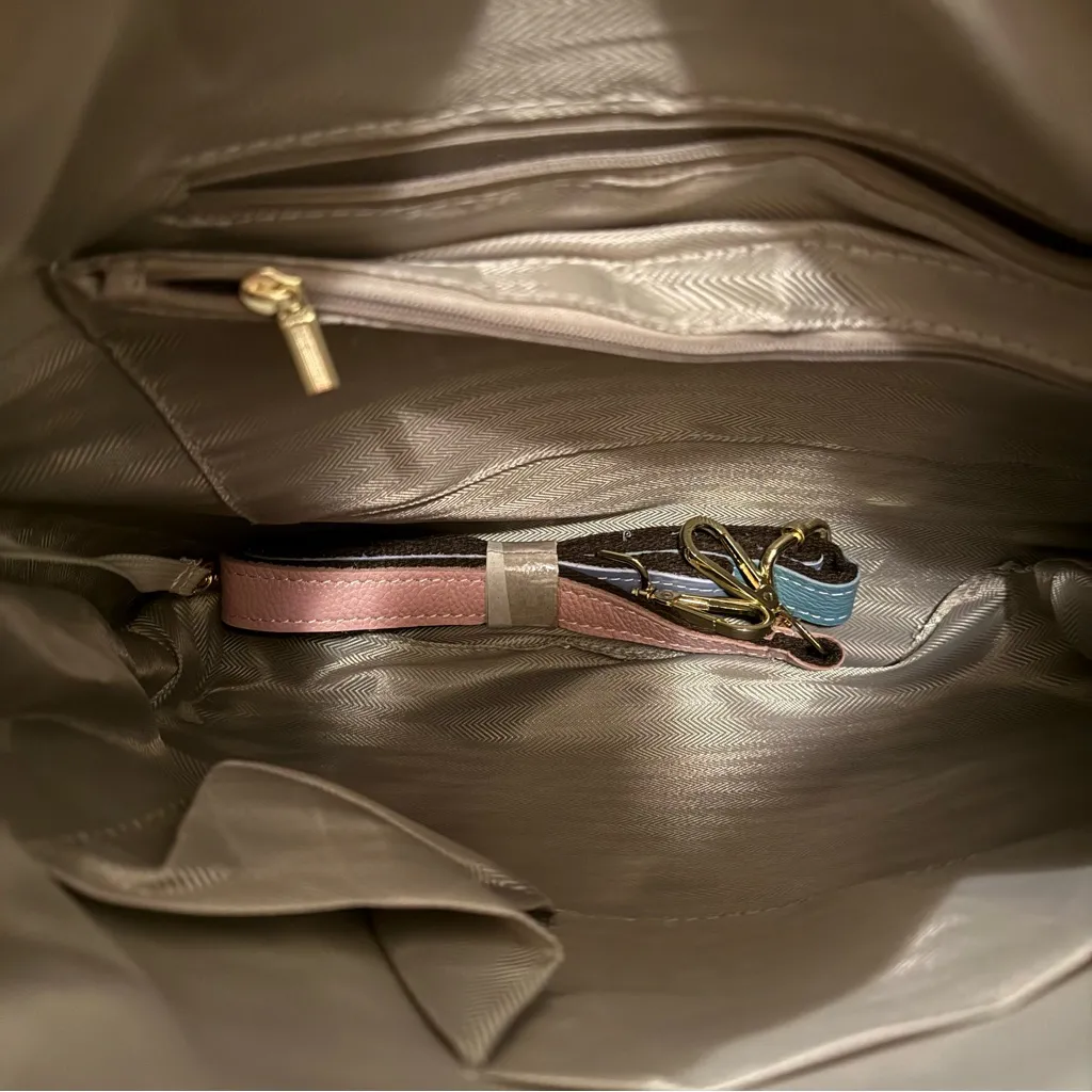 NWT CHAOS By Elsie Multi Color Solid Genuine Leather Rhombus Pattern Tote Bag - Image 7