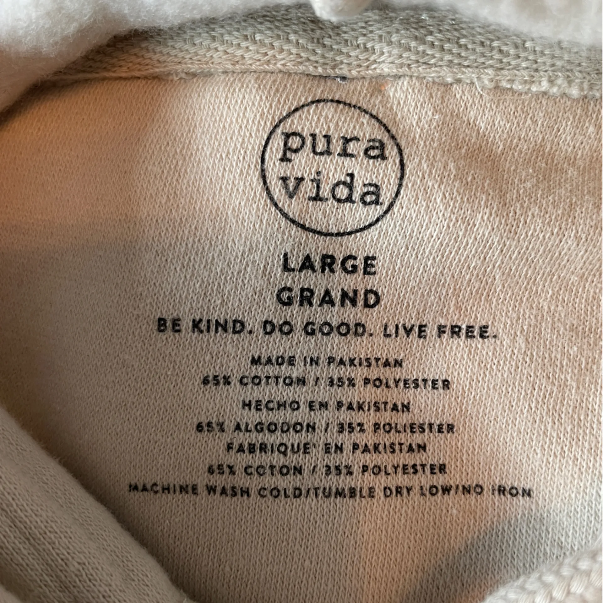 Pura Vida Tan Hoodie with Orange Design Size L - Image 4