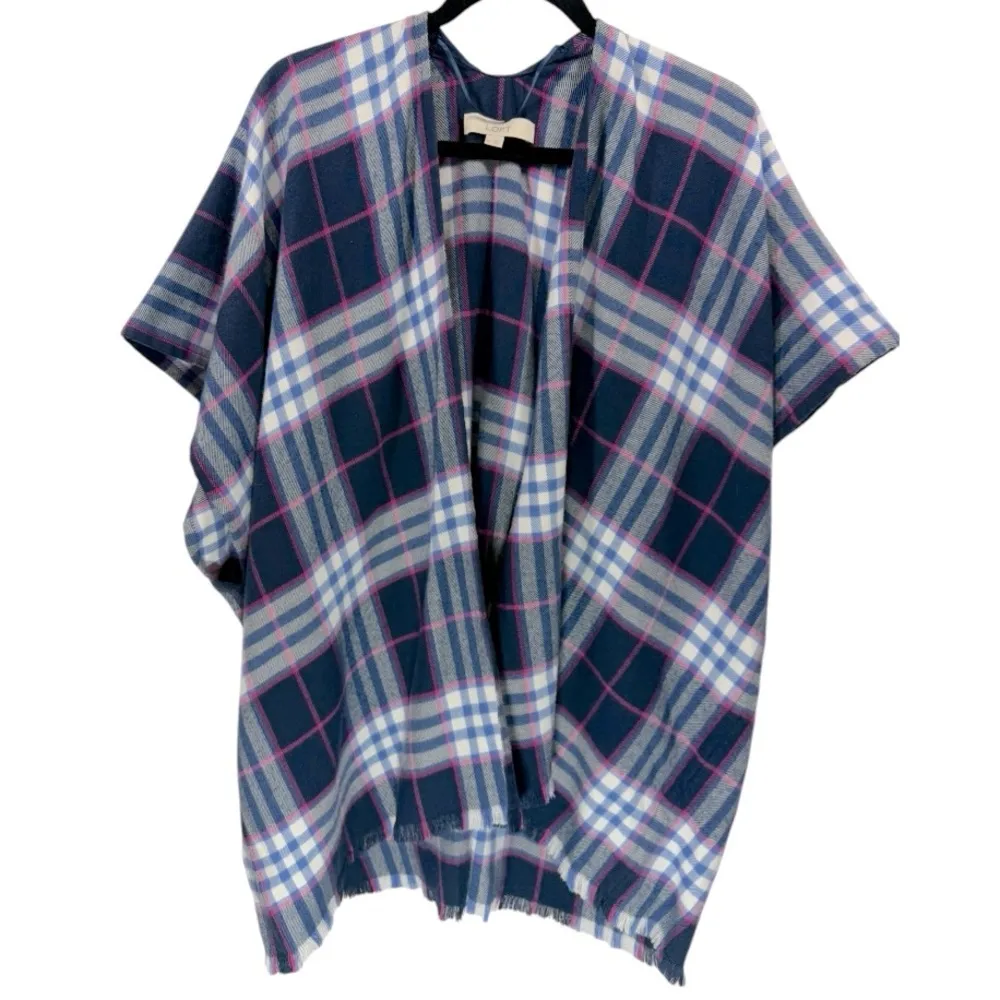 LOFT Plaid Blanket Wrap Kimono M/L‎ - Image 5