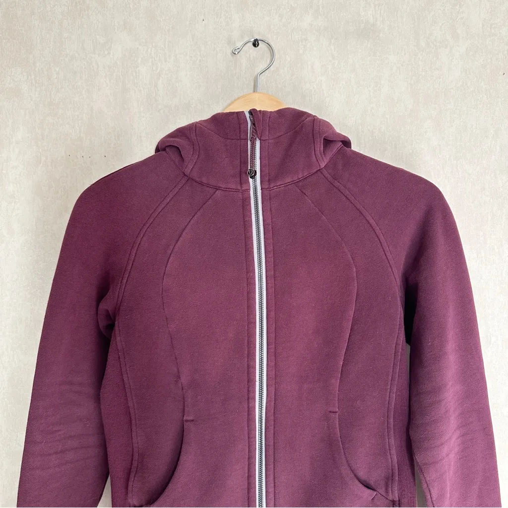 Lululemon Women’s Scuba Full Zip Hoodie Light Cotton Fleece in Arctic Plum Red 4 - Image 4