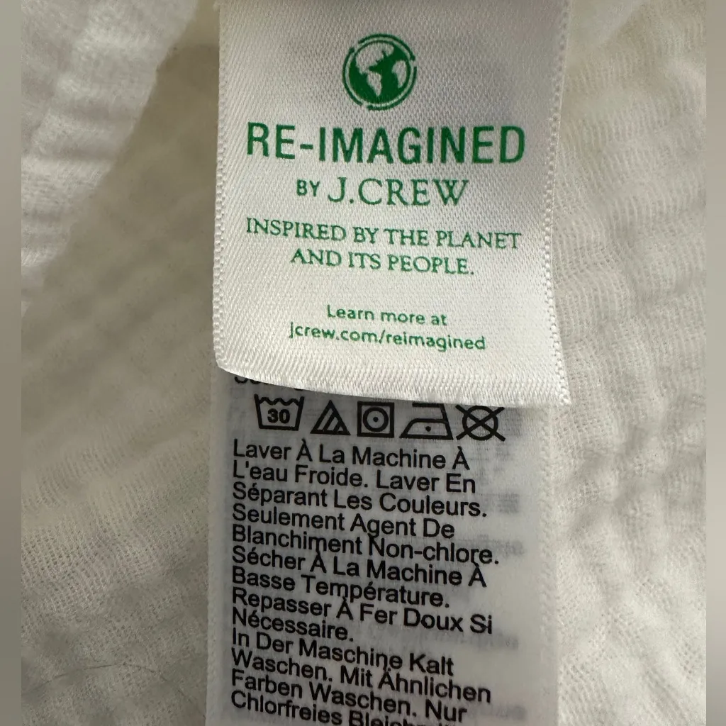 J. Crew V-neck double-gauze popover white size XXL New - Image 5