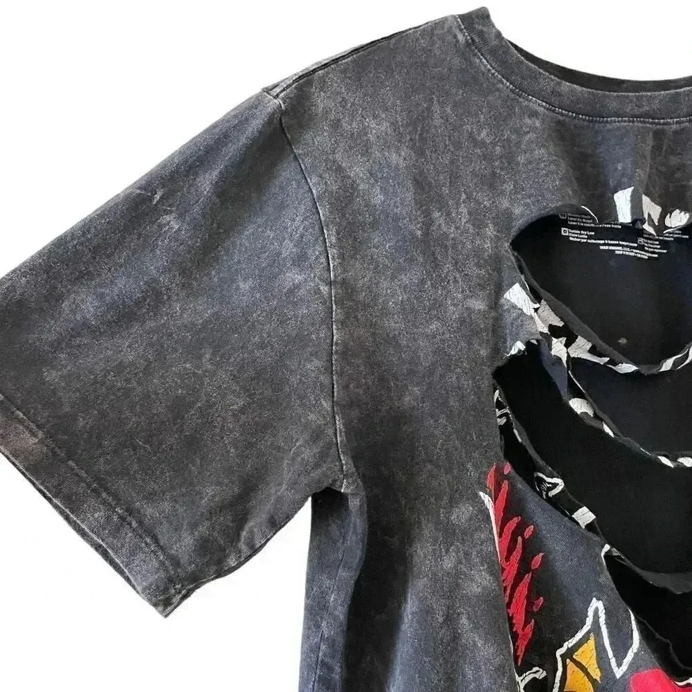 Stranger Things Unisex Black  Graphic Short Sleeves Cropped T-Shirt  L #1068 - Image 5