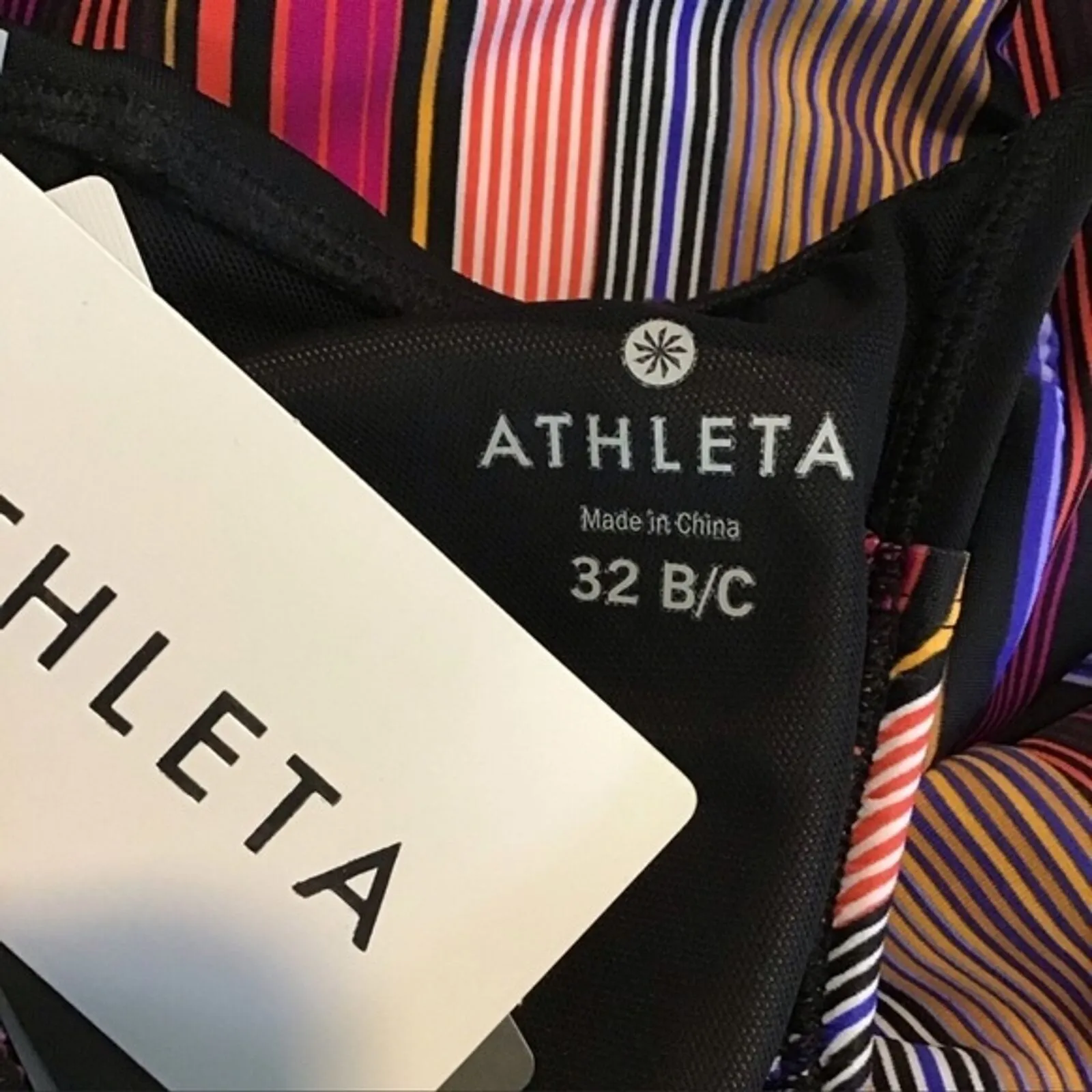 Athleta Shirt Womens 32 B/C Mutlicolor Capri Stripe Blousy Tankini Swim Vacation - Image 5
