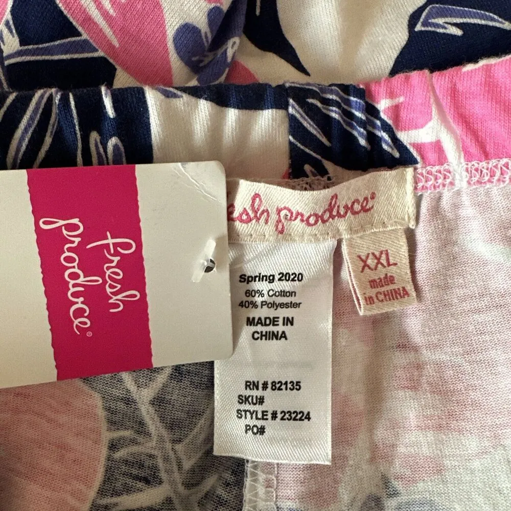 Fresh Produce Tropical Floral Capri Crop Pants Size XXL Knit Pull On Casual - Image 5