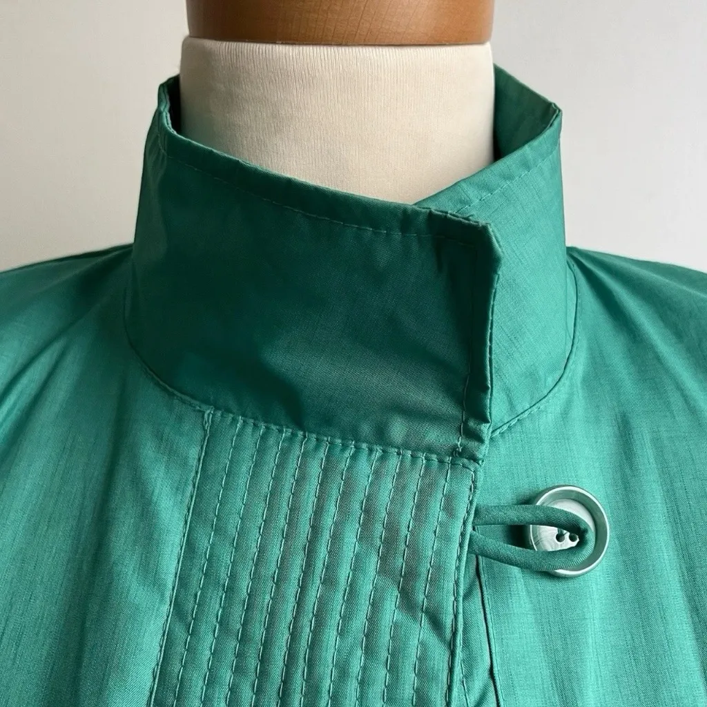 Vintage 80s Micki Green Long Raincoat Belt Lined Quilted Korea 9 10 Medium - Image 3