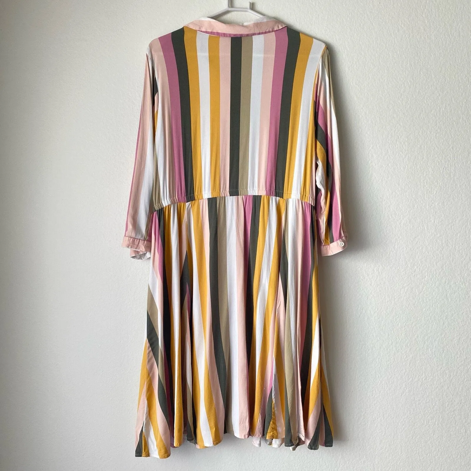 Torrid Striped Shirt Dress Button Front Elastic Waist Midi sz 2 Boho - Image 4