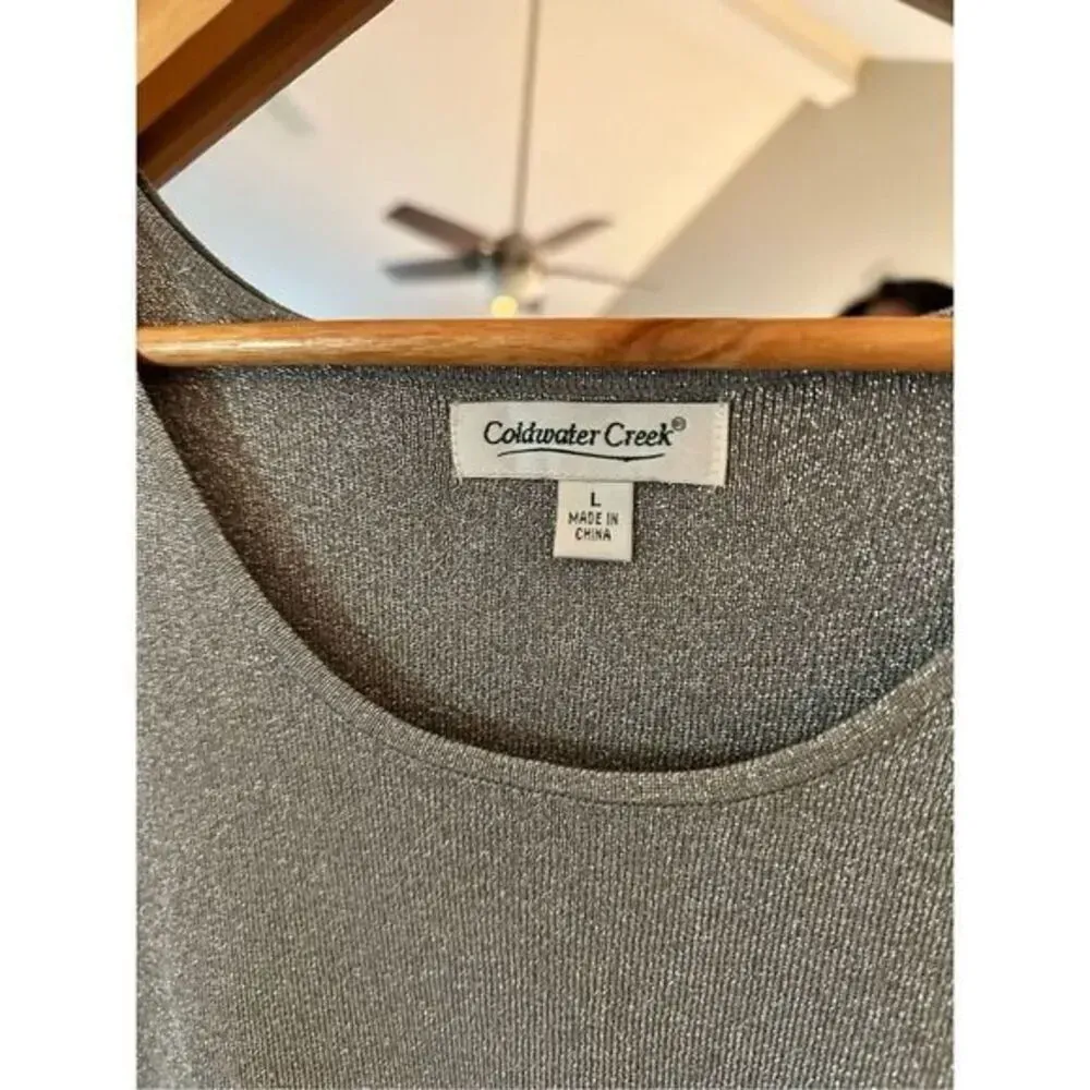 Coldwater Creek Silver Metallic‎ Sweater Size Large - Image 2