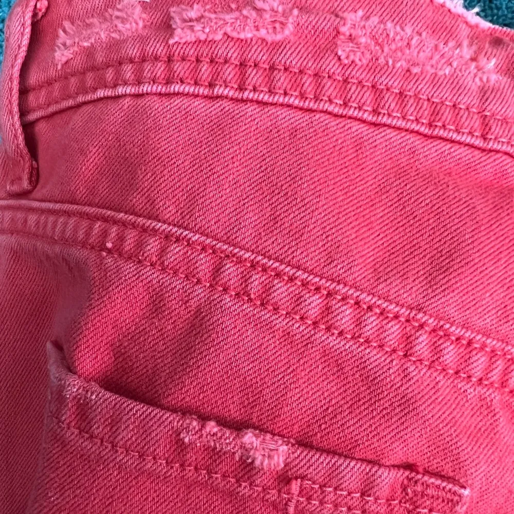 NWT Zara Basic Mom Fit Button Fly Red Distressed Denim Jeans | US 2 - Image 7