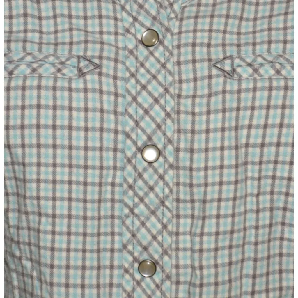 Old Navy Plaid Pearl Snap Shirt Size M Lightweight Flannel Cowgirl Western Rodeo - Image 4