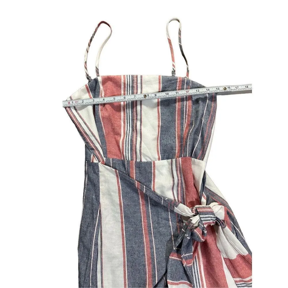 &Merci red white blue striped faux wrap sleeveless dress L NEW - Image 5