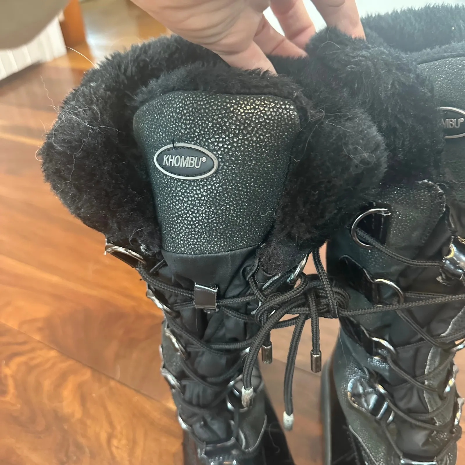 Khombu Womens Boots 10 Black Outdoor Shearling Water Resistant Knee High Eskimo - Image 6