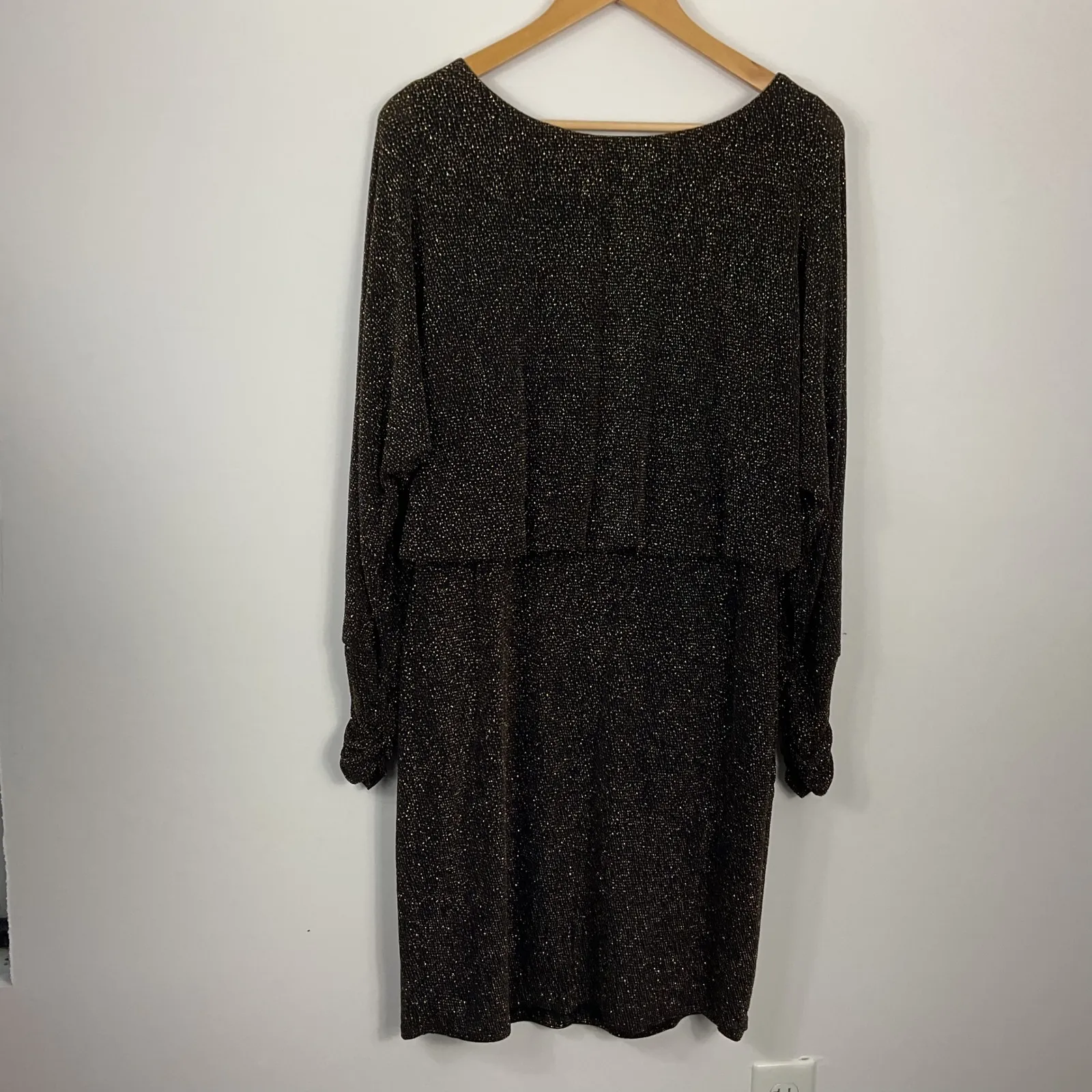 Eliza J Women's Size 12 Black Gold Metallic Blouson Dress - Image 4