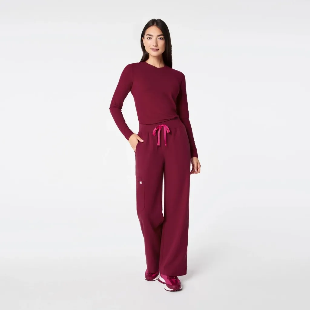 FIGS  Ribbed Longsleeve Underscrub in Deep Cranberry, Size X-Small - Image 2
