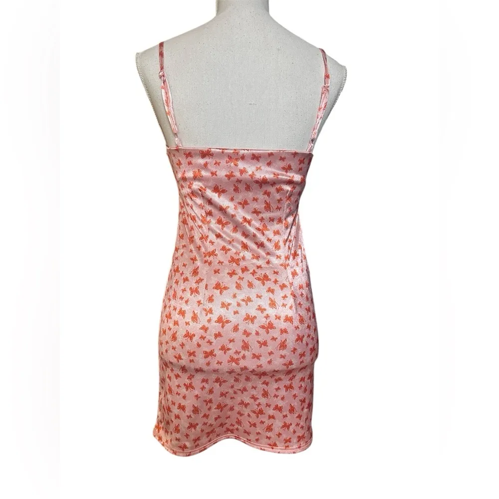 Urban Outfitters Silky Dressy Butterfly Print Satin Dress size small - Image 3