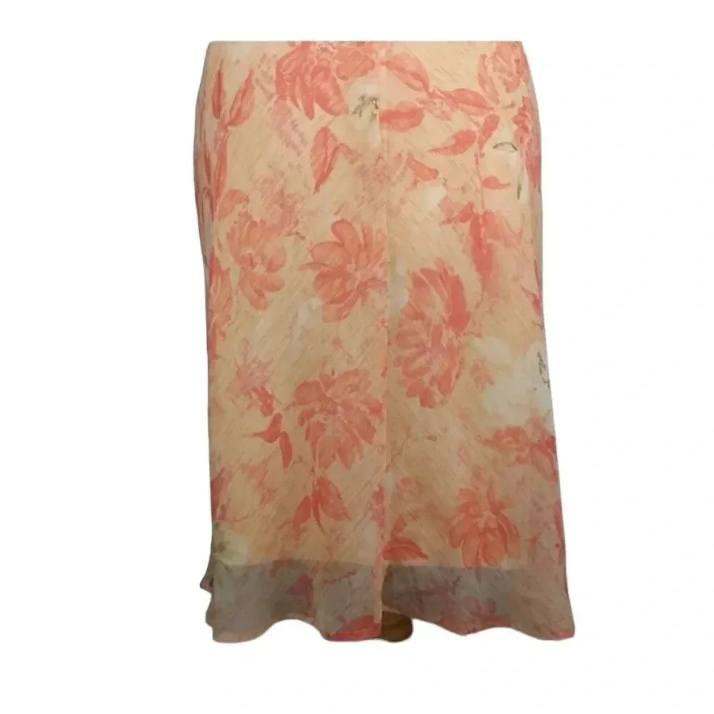 Vintage Y2K Faith Love & Passion peach and coral floral sheath midi dress Orange Size M - Image 6